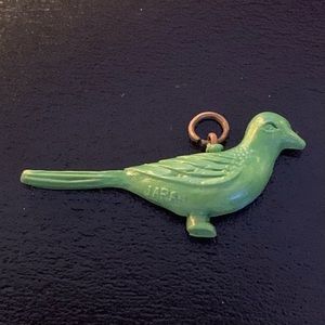 bird charm vintage Japan green plastic detailed